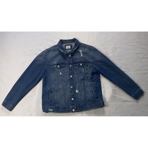 Wax Jean Basic Denim Distressed Jacket , Button up Women's Size Large